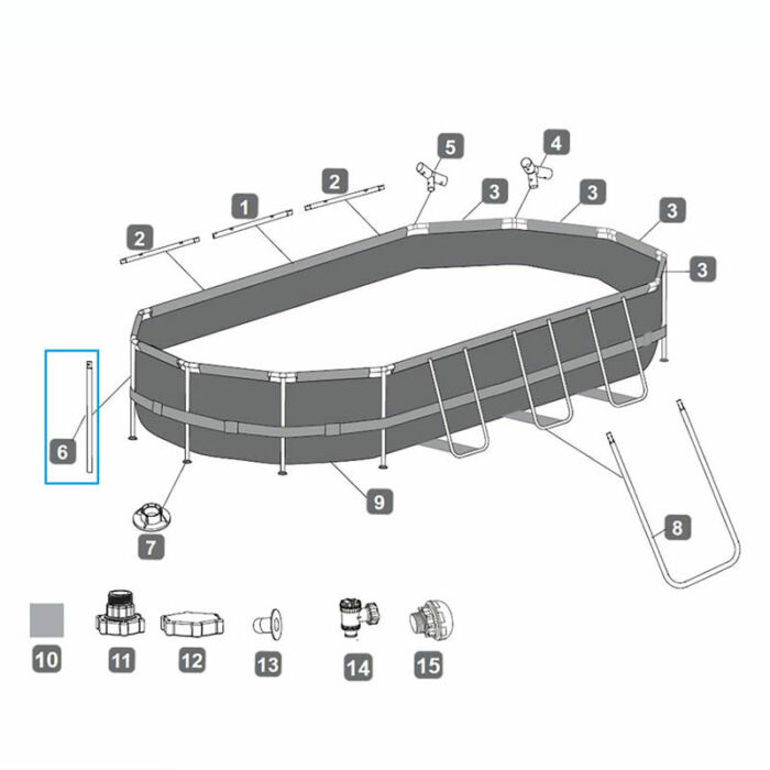 Pé vertical piscina Power Steel Deluxe Series 549 x 274 x 122 cm