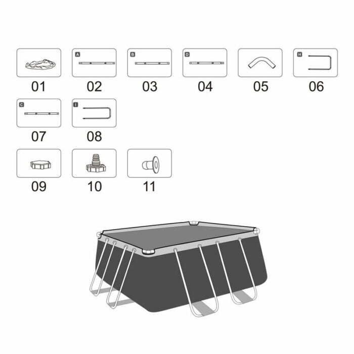 Conector C da piscina Power Steel 282 x 196 x 84 cm