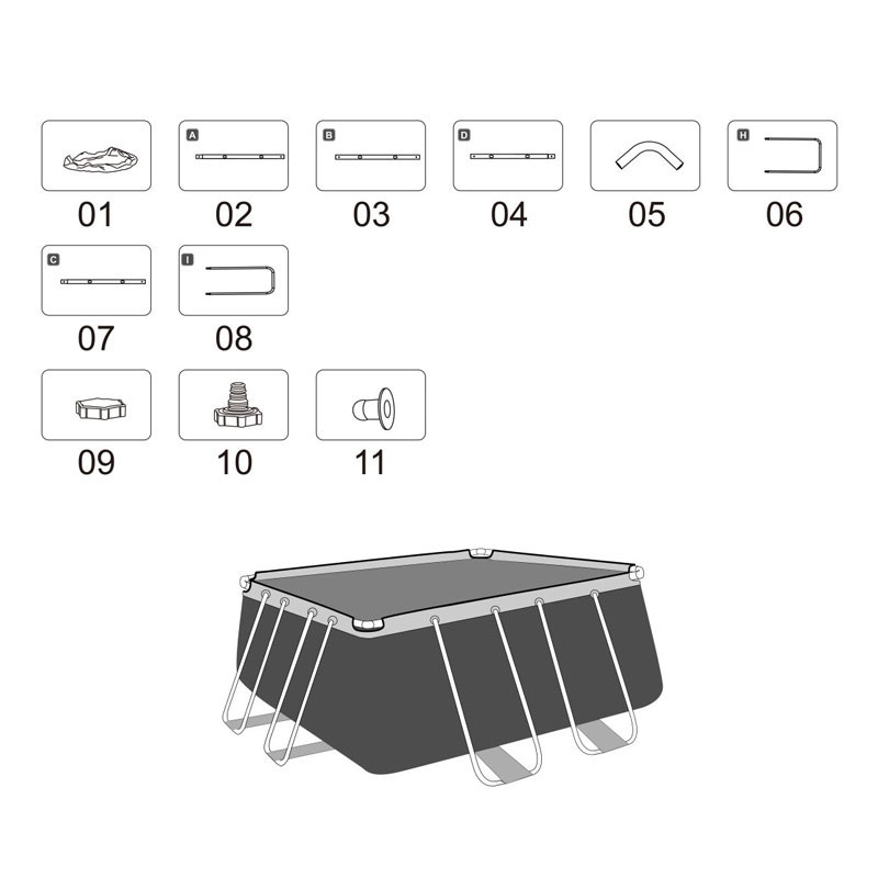 Conector C da piscina Power Steel 282 x 196 x 84 cm