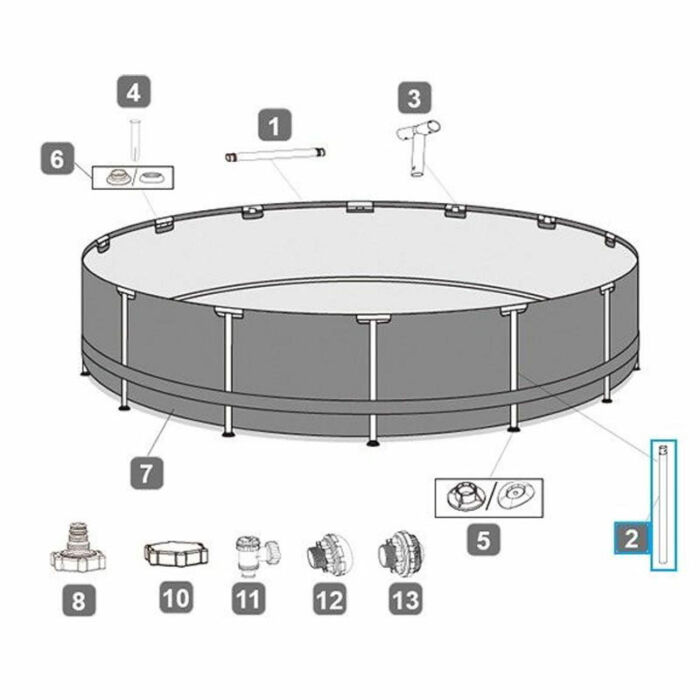 Pé vertical piscina de 488 m x 122 m