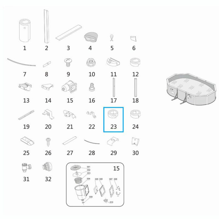 Capa de fita azul piscinas ovais Hydrium™