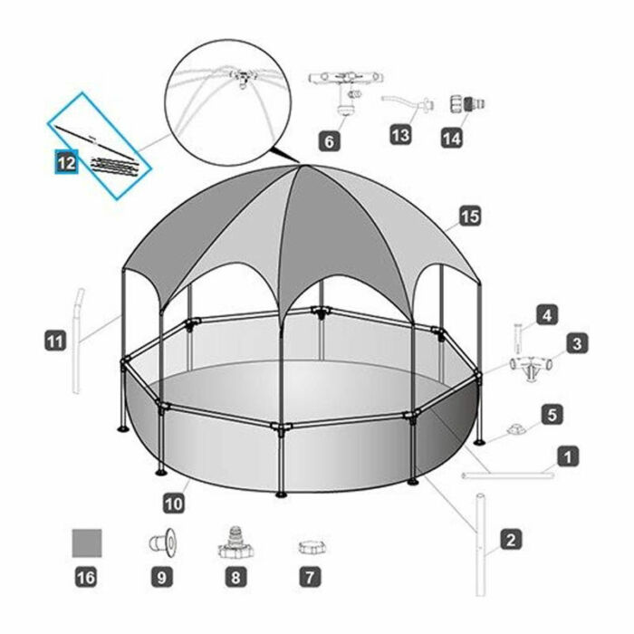 Vareta de fibra para guarda-sol piscina Splash-in-Shade