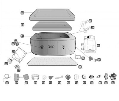 Encosto inflável LAY-Z-SPA® Palma / Maldivas HydroJet Pro™