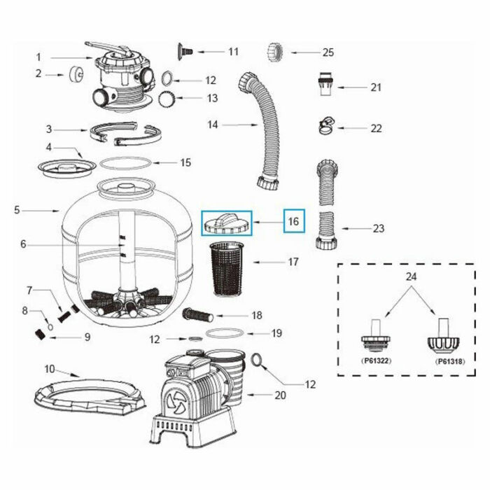Tampa de pré-filtro filtros de areia
