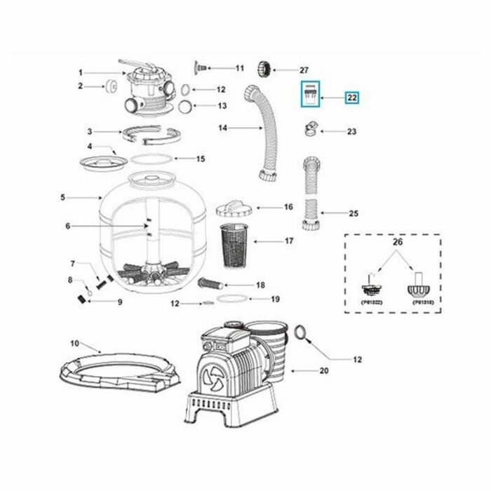 Adaptador para tubo de filtros de Ø 38 cm