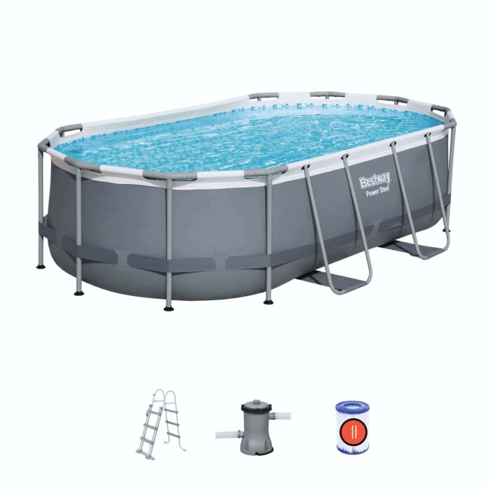 Conjunto de Piscina Desmontável Bestway® Power Steel ™ de 4,27 m x 2,50 m x 1,00 m