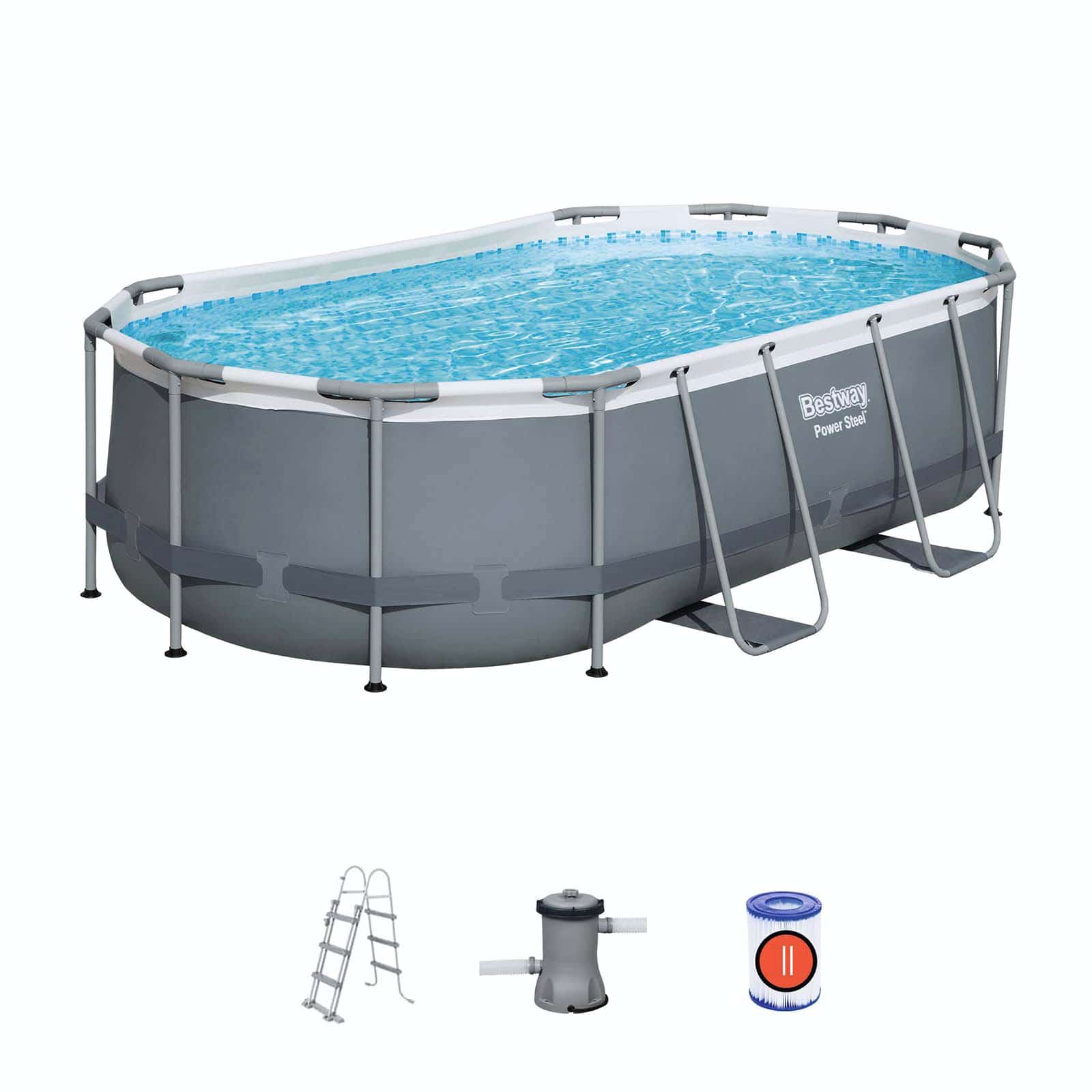 Conjunto de Piscina Desmontável Bestway® Power Steel ™ de 4,27 m x 2,50 m x 1,00 m