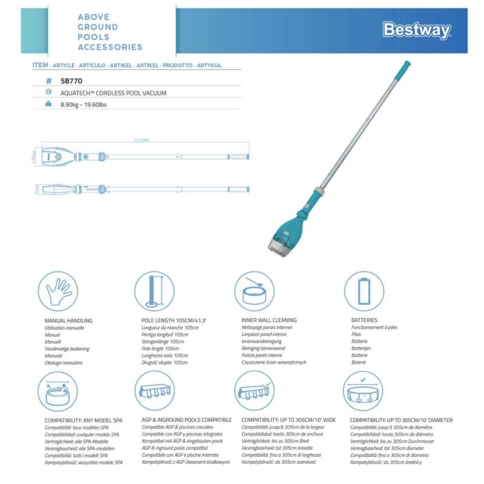 Aspirador de fundo de piscina sem fios AquaTech