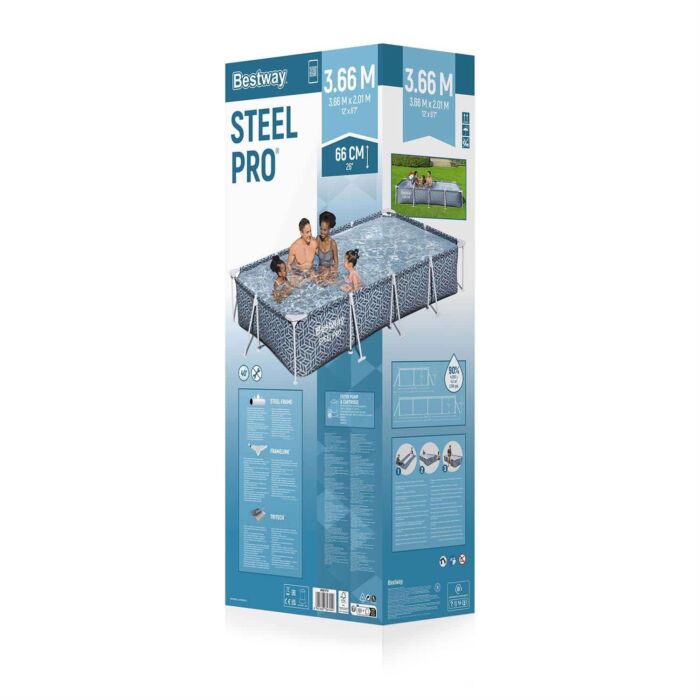 Piscina desmontável retangular Steel Pro 3,66 m x 2,01 m x 66 cm