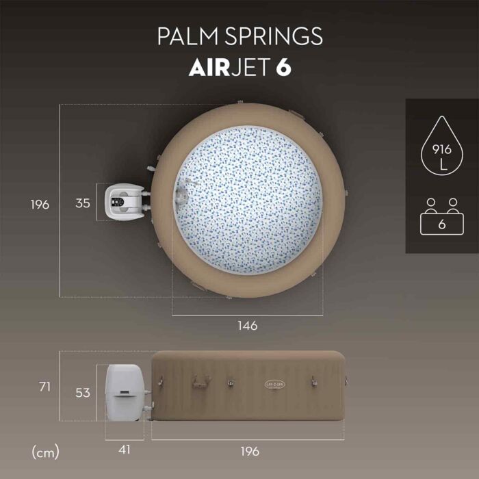 Spa insuflável de hidromassagem para 4-6 pessoas Lay-Z-Spa Palm Springs AirJet 6