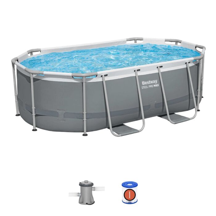 Piscina desmontável oval Steel Pro MAX 3,05 m x 2,00 m x 84 cm