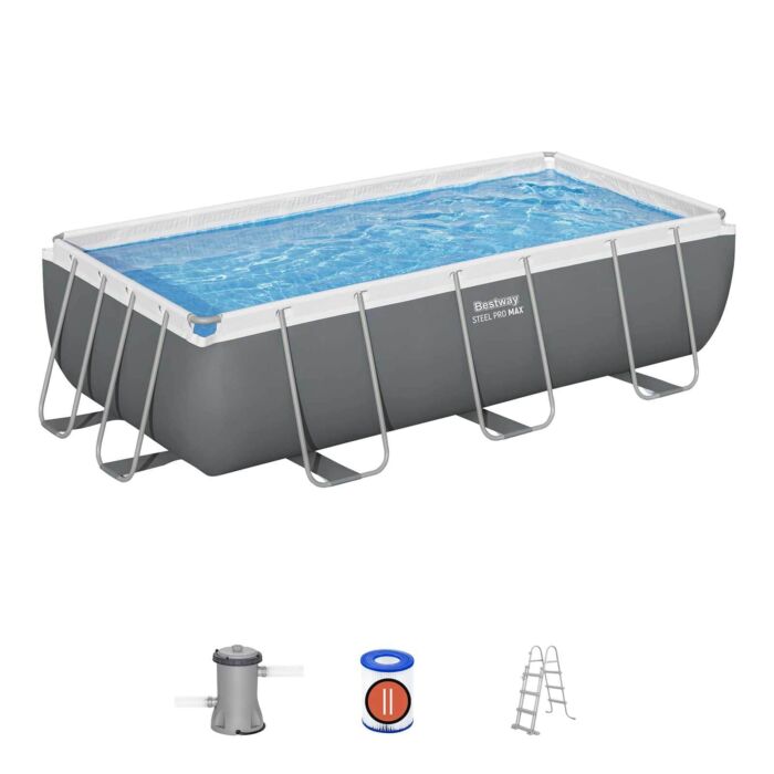 Piscina desmontável retangular DEPURADORA CARTUCHO Steel Pro MAX 4,04 m x 2,01 m x 1 m
