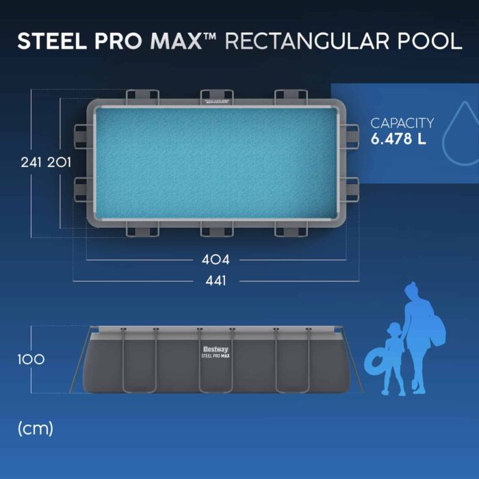 Piscina desmontável retangular DEPURADORA AREIA Steel Pro MAX 4,04 m x 2,01 m x 1 m