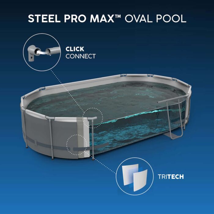Piscina desmontável oval Steel Pro MAX 4,27 m x 2,50 m x 1 m