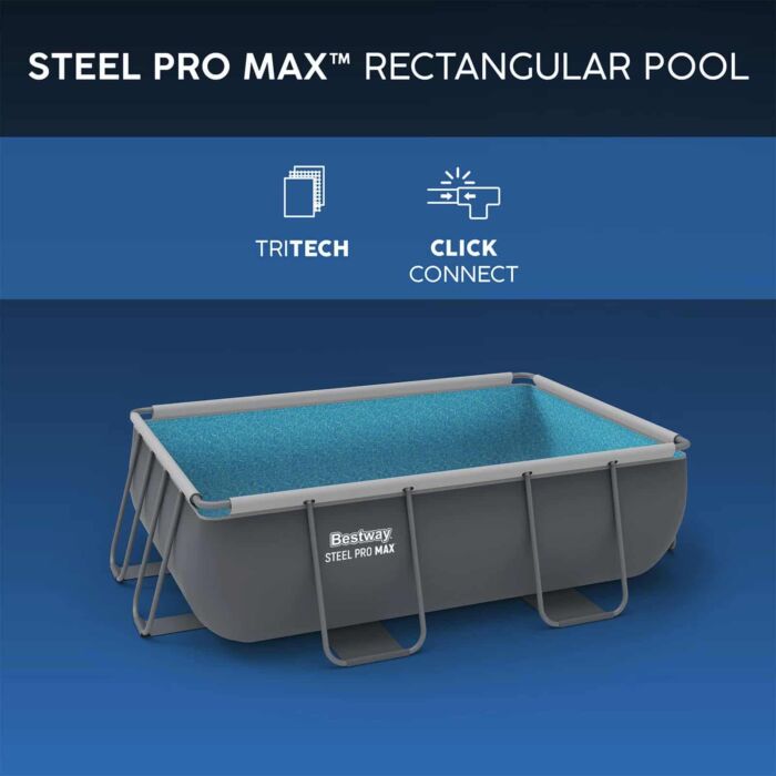 Piscina desmontável retangular Steel Pro MAX 2,82 m x 1,96 m x 84 cm