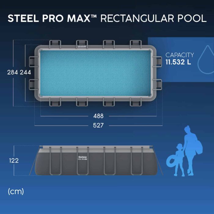 Piscina desmontável retangular DEPURADORA DE AREIA 4,88 m x 2,44 m x 1,22 m