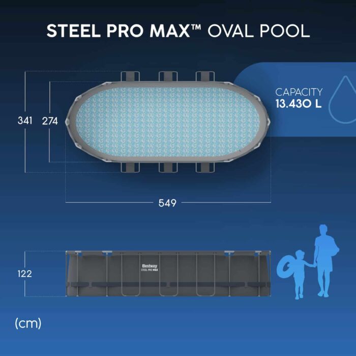 Piscina desmontável oval Steel Pro MAX Bestway 5,49 m x 2,74 m x 1,22 m