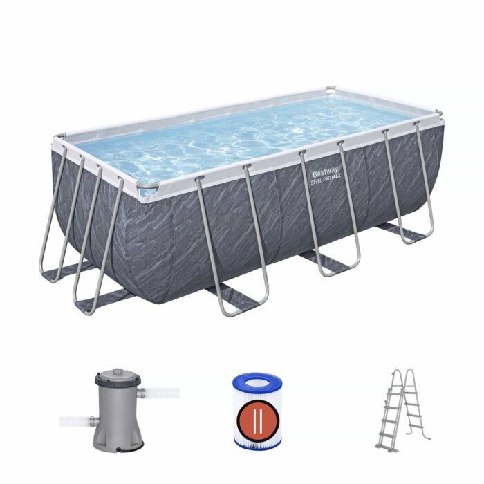 Piscina desmontável retangular DEPURADORA CARTUCHO Steel Pro MAX 4,12 m x 2,01 m x 1,22 m