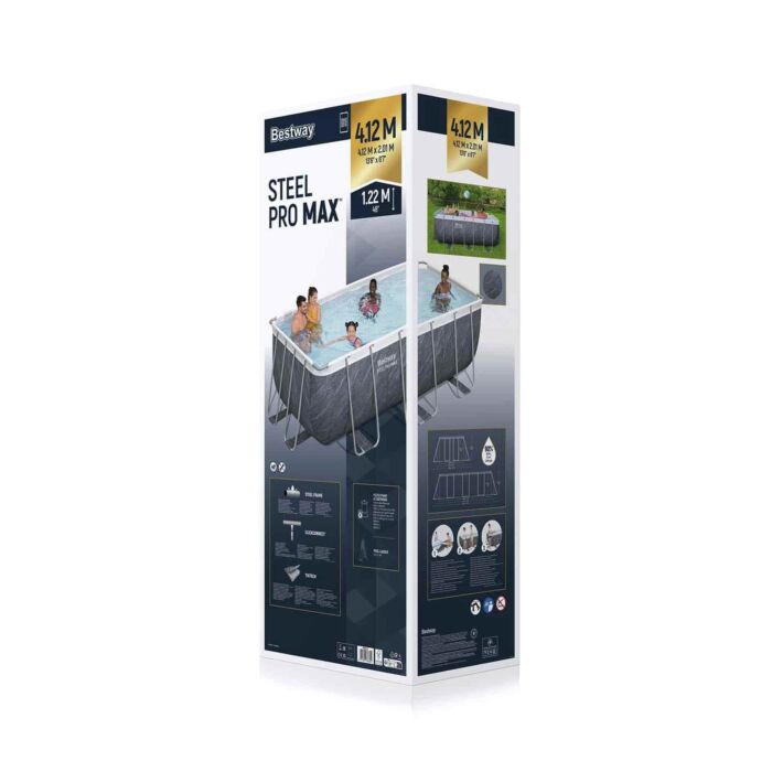 Piscina desmontável retangular DEPURADORA CARTUCHO Steel Pro MAX 4,12 m x 2,01 m x 1,22 m