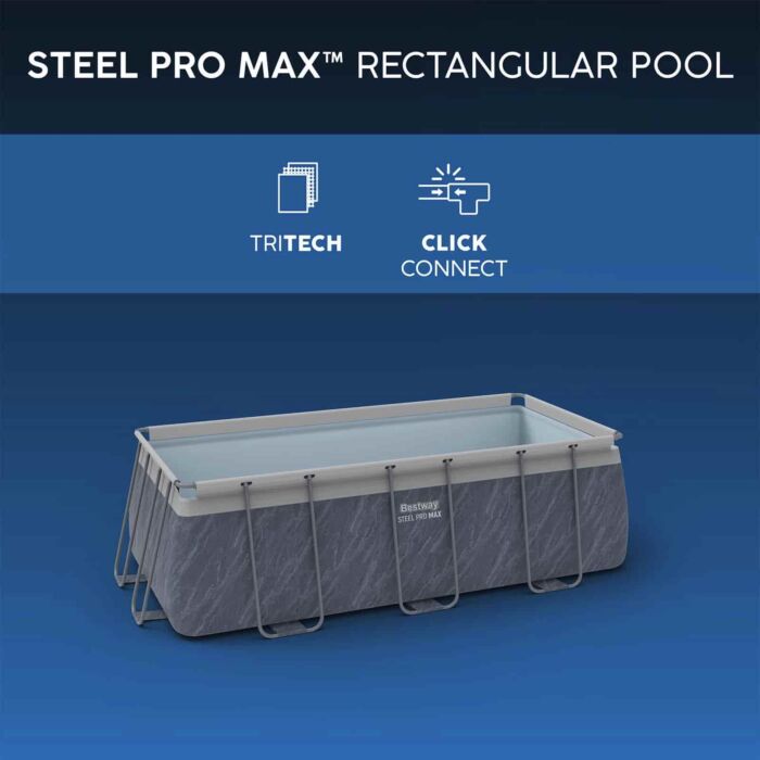 Piscina desmontável retangular DEPURADORA CARTUCHO Steel Pro MAX 4,12 m x 2,01 m x 1,22 m