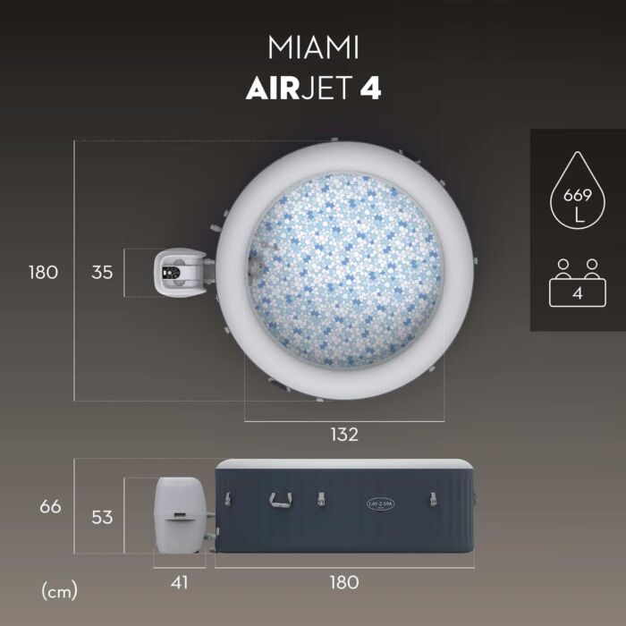 Spa insuflável hidromassagem 2-4 pessoas Lay-Z-Spa Miami