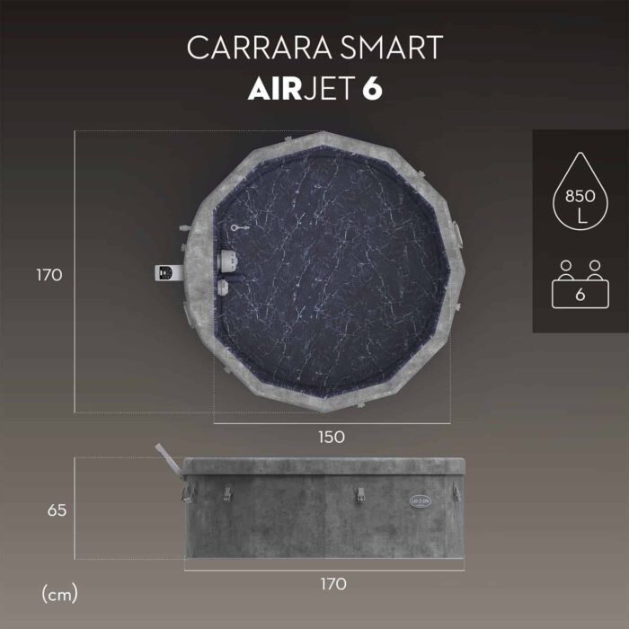 Spa insuflável 4-6 pessoas Lay-Z-Spa Carrara Smart