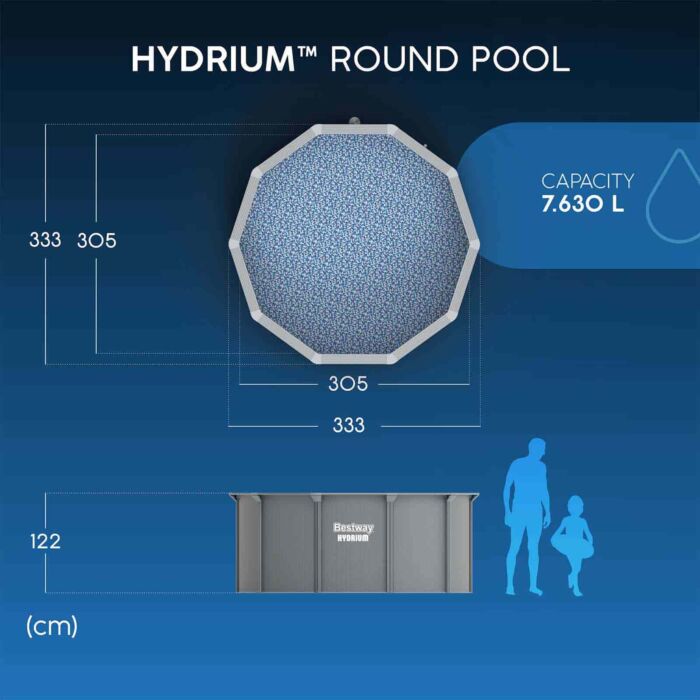 Piscina desmontável redonda de aço Hydrium 3,05m x 1,22m