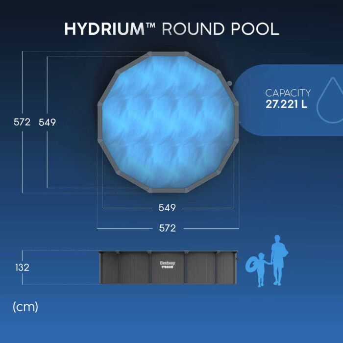 Piscina desmontável redonda de aço Hydrium 5,49 m x 1,32 m