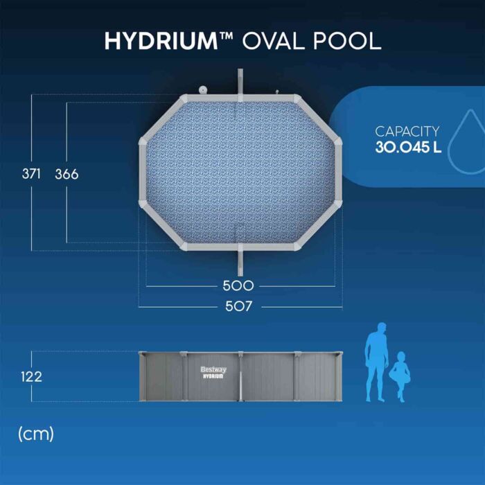 Piscina desmontável oval de aço Hydrium Bestway 5,00 m x 3,66 m x 1,22 m