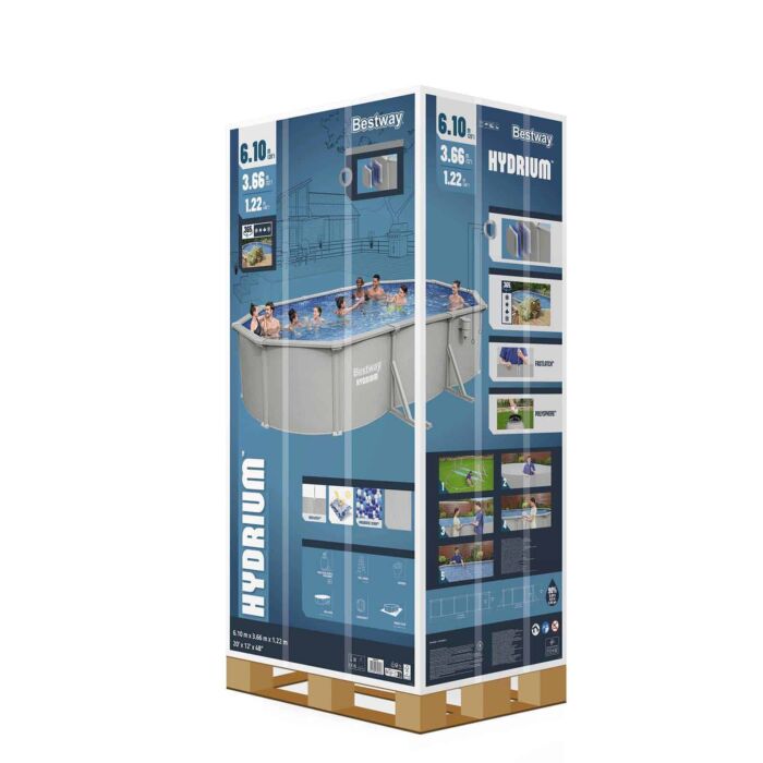 Piscina desmontável oval de aço Hydrium 6,10 m x 3,66 m x 1,22 m