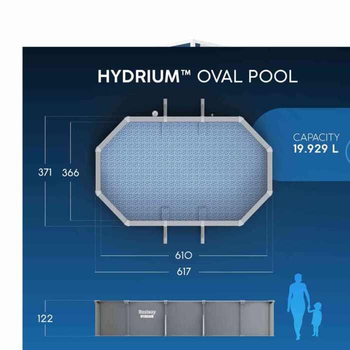 Piscina desmontável oval de aço Hydrium 6,10 m x 3,66 m x 1,22 m