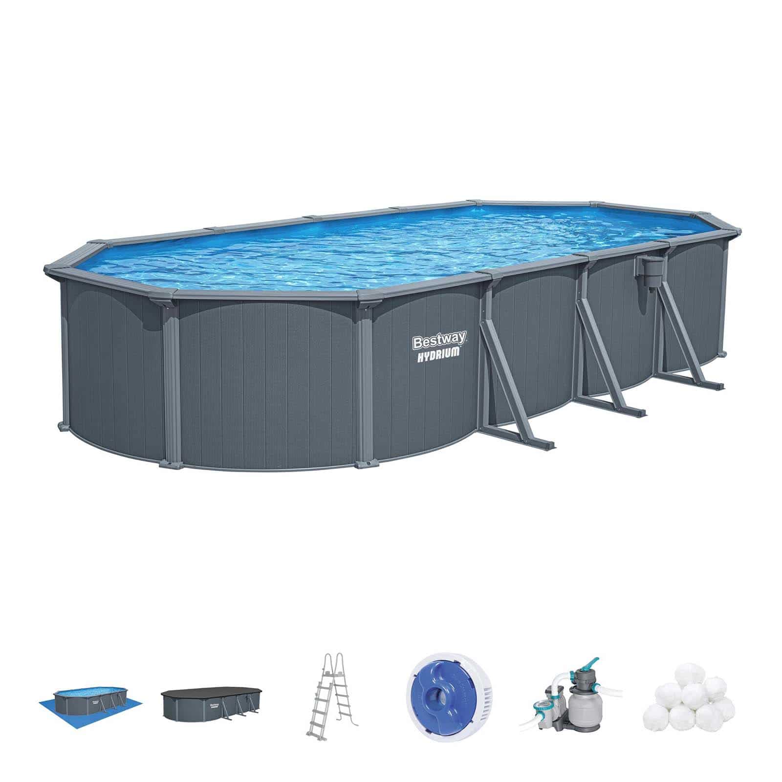 Piscina desmontável oval de aço Hydrium 7,32 m x 3,66 m x 1,32 m