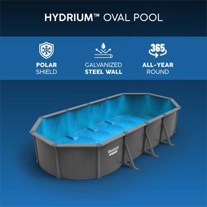 Piscina desmontável oval de aço Hydrium 7,32 m x 3,66 m x 1,32 m