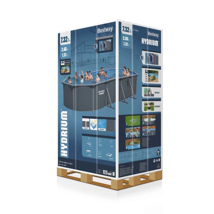 Piscina desmontável oval de aço Hydrium 7,32 m x 3,66 m x 1,32 m