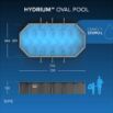 Piscina desmontável oval de aço Hydrium 7,32 m x 3,66 m x 1,32 m
