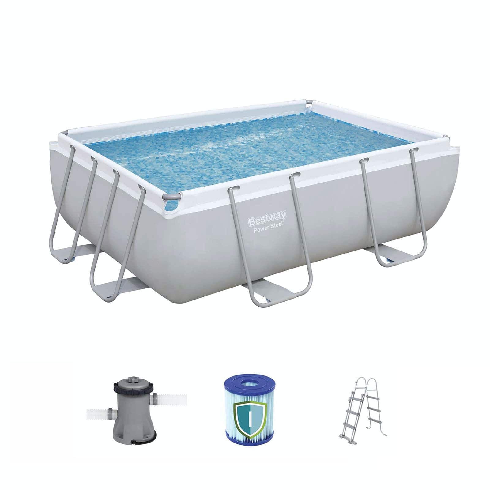 Conjunto de Piscina Desmontável Retangular Bestway® Power Steel ™  de 2,87 m x 2,01 m x 1,00 m