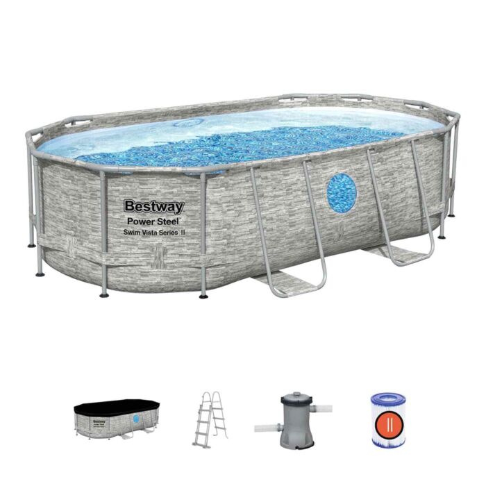 Conjunto de Piscina Desmontável Power Steel™ Swim Vista Series™ II de 4,27 m x 2,50 m x 1,00 m