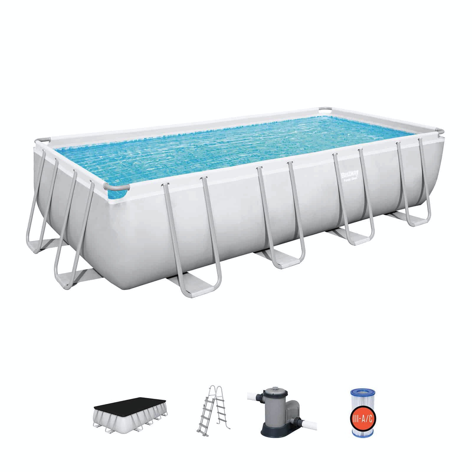 Conjunto de Piscina Desmontável Bestway® Power Steel™ 5,49 m x 2,74 m x 1,22 m com Bomba de Filtragem